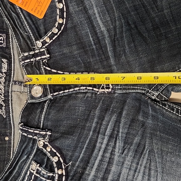 L.A. Idol Women's Boot Cut Jeans - Dark Blue with White Accents - Picture 3 of 11